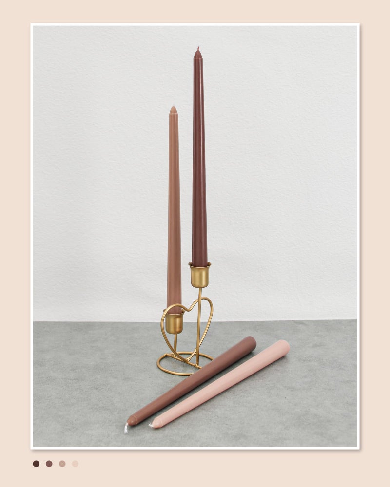 Viyffo Brown Taper Candles 4 Pack Unscented 12 Inch Tapered Candle Sticks 8 Hours Burn Time Smokeless  Household  Wedding  Party  and Home D?cor Candlesticks - Image 4